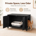Homhedy 31.5" L Cat Litter Box Enclosure with Barn Door, Black | Wooden Cat Washroom Furniture, Cat House, Pet Storage Cabinet, Dog-Proof, Fit Most of Litter Box, Farmhouse Style