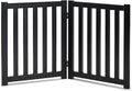 LZRS Wooden Free Standing Foldable Dog Gate Indoor – Solid Hard Wood 40" W x 24" H, Step-Over Safety Pet Gate for Doorways, Stairs & Small Spaces - Indoor Use, Black