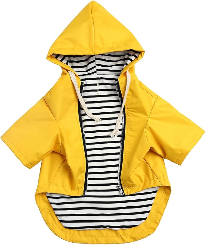 Dog Raincoat rain Jacket Raincoat Dogs Waterproof Small Medium Breeds Zip Closure Storage Pocket Harness Hole Yellow XS