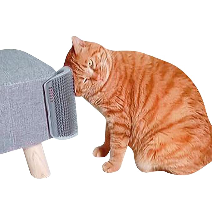 miwoowim 2 Pack 6.1" Extended Cat Self Groomer, Wall Corner Massage Brush | Mounts on walls/corners/legs with stickers or screws. Easy disassembly for cleaning. Catnip helps attract.Massage Comb