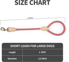 Mile High Life Short Dog Leash with Genuine Leather Connection, 4/5/6 FT | Rope Leash, Heavy Duty 360° Swivel Metal Clasp, for Small Medium & Large Dogs Walking (Red, 18 Inch)