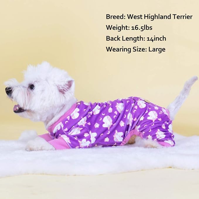 KYEESE Dog Pajamas Velvet Dog Pajamas Small Sized Dogs Dogs Pjs with Unicorn Pattern Soft Doggie Jammies Stretchy Doggie Clothes Puppy Onesie Comfy Pet Coat Pet Costume, X-Small