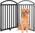 SNUOWU 2 Panels Full Matel Freestanding Dog Gates, 48" Extra Wide 32" Tall Free Standing Dog Pet Gate for Indoor & Outdoor. Foldable Pet Fences for Doorways, House, Stairs, Porch, Deck, Yard
