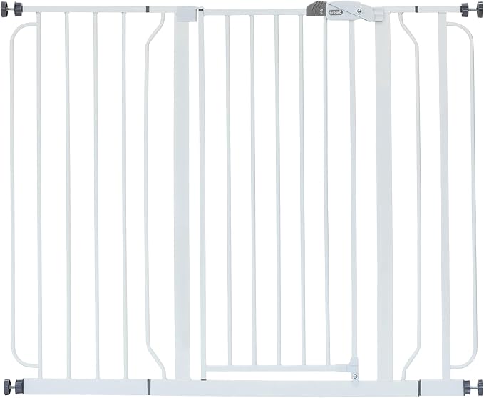 Regalo 36" Extra Tall and Wide Baby Gate, Bottom of Stairs & Doorways | Fits Openings 29"-49" Wide, Pressure Mounted with Door, For Babies, Toddlers & Pets, White