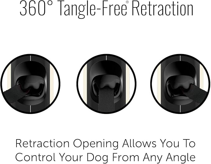 TUG Oval 360° Tangle-Free Retractable Dog Leash with Integrated Waste Bag Dispenser (Large, Cream)