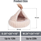 Cat Beds for Indoor Cats, 2 in 1 Cat Cave Bed Kitten Bed for Small Pets, Small Dog Bed with Cover, Pet Bed for Puppy and Kitten with Anti-Slip Bottom-Beige Pink-24 inches