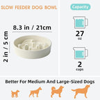 Ceramic Slow Feeder Dog Bowls Large Breed, 2 Cups, 8.3 Inch Beige | 2 cups raised maze bowl slows fast eating for medium and large dogs; heavy ceramic, non-slip and dishwasher safe.