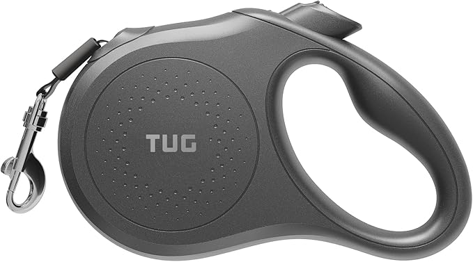 TUG Quest Retractable Dog Leash | 360° Tangle-Free Retraction | 16 ft Strong Nylon Tape (Large, Black)