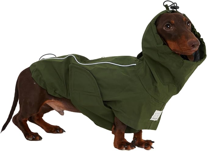 Waterproof Dog Raincoat, Hooded Raincoat for Dachshund Whippet Small Medium Large Dogs, Adjustable Dog Rain Coat Jacket (01(Dachshund 5-10lbs))