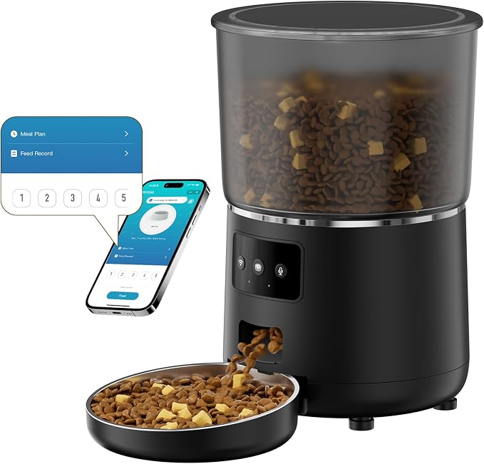 Automatic Cat Feeder with Voice Recorder & 4L Large Capacity – Programmable Pet Food Dispenser for Cats and Small Dogs, Up to 9 Meals Daily, Dual Power, Locking Lid & Freshness Protection