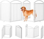 SNUOWU 4 Panles Full Matel Freestanding Dog Gates with Door, 96"Extra Wide 32"Tall Free Standing Dog Pet Gate for Indoor & Outdoor. Foldable Pet Fences for Doorways, House, Stairs, Porch, Deck, Yard