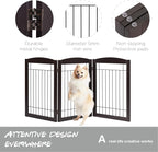 PAWLAND 72” Extra Wide Dog Gate for The House, Doorway, Stairs, Freestanding Foldable Wire Pet Gate, Pet Puppy Safety Fence,30" Height (Espresso, 3 Panels)