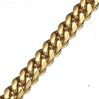 Strong Dog Chain Gold Leash Long 3FT 4FT 5FT 18K Stainless Steel 12mm Curb Cuban Link Dog Leash with Comfortable Genuine Leather Handle(Gold, 3FT)