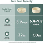 Havniva Elevated Slow Feeder Dog Bowls, Ceramic Dog Bowl Slow Feeder Set | 3.2 Cups Raised Slow Feeding Bowl for Large Breed, 8.2” Dog Water Bowl with Wooden Stand, Puzzle Dog Slow Feeder, Non-slip