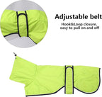 Greyhound Whippet Raincoat Waterproof with Reflective Stripe high Neck fit for Italian Greyhounds Whippets Long Back Breeds - Light Green - XL