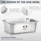 Stainless Steel Dog Bowls for Large Dogs, High Capacity Metal Dog Food Bowls, Food and Water Bowl for Larges, X-Large, and Big Dogs 1.25 Gallons