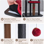 FourFurPets Heavy Duty Cat Tree, 67.7" Cat Tree for Indoor Cats Large Adult, Modern Cat Tower for Large Cats, Cat Tower with Scratching Post, Large Perch and Removable Pads,Black & Red