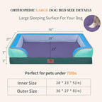 Comfort Expression Orthopedic Dog Beds for Large Sized Dog with Bolster | Waterproof Dog Couch Bed with Washable Cover & Non-Slip Bottom, Supportive Egg Crate Foam Large Pet Bed, 36x27 Inch