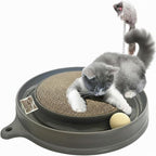 AUOON Cat Scratcher Toy with Ball Track for Indoor Cats and Kittens, Gray | 3 in 1 Interactive Cat Toy, Cat Scratch Pad with Cat Ball Toy and Cat Mouse Toy, for Chasing Exercise, Protect Furniture