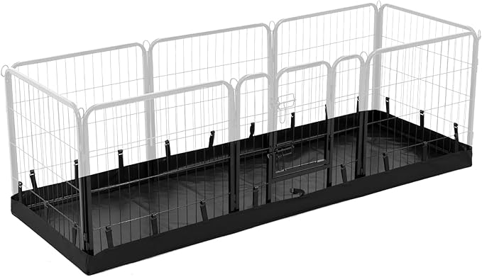 PJYuCien Rectangle Playpen Bottom Pad for 24'' Width 8 Panel Pen, Black | Protect Floor, Easy to Move and Clean, Perfect for Puppy, Duck, and Other Small Animals, Hook Connect