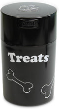 Tightpac Pawvac 1 to 6 Ounces Container, Airtight Pet Food and Treats Storage Jar - Patented Vacuum Seal Container for Pet Food, Treats and other Dry Goods - Black with Treats