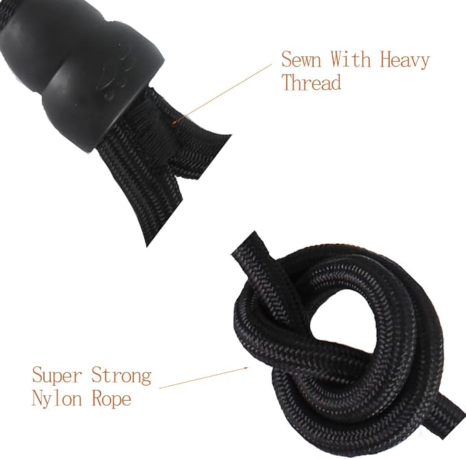 3 in 1 Durable Nylon Dog Leash with Padded Handle, 360° Swivel No Tangle Climbing Rope Removable Pet Traction Rope, Lead for Medium Large Dogs Black