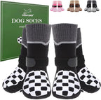 EXPAWLORER Dog Socks to Prevent Licking Paws with Grippers for Hot Pavement | For Hardwood Floors Anti Slip, Reflective Dog Boots & Paw Protectors Shoes Booties with for Senior Small Medium Large Dogs M