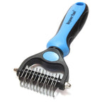 Maxpower Planet Pet Grooming Brush - Double Sided Dematting Undercoat Rake for Dogs and Cats, Extra Wide Pet Brush to Reduce Shedding by 95% (Blue, S) | 9 & 17 Teeth, Deshedding & Dematting Tool, Long & Thick Double Coats, Non-Slip Handle, Reduces Shed...
