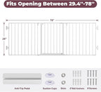 29.4-78" Extra Wide Baby Gate, Long Dog Gates Indoor for Stairs | Essential Large Gate for Child Toddler with Anti-Trip Pedal, Adjustable Pet Gate for Doorways, 28" Tall 3 Metal Panels White