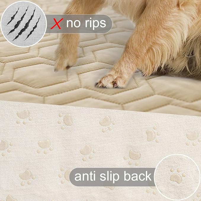 Tcksstex Waterproof and Non-Slip Dog Bed Cover and Pet Blanket Sofa Pet Bed Mat ，car Incontinence Mattress Protectors Furniture Couch Cover for Most Cats Dogs,Pets（82x102-Beige）