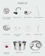 Dog Water Fountain Stainless Steel, 7L/1.8Gal Pet Fountain Water Bowl with Multi-Filtration & Deeper Drinking Aera, Large Cat Water Fountain with Water Window & LED (2 Filters 1 Fountain)