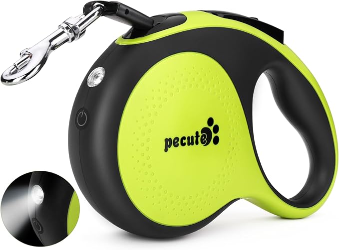 Retractable Dog Leash for Large Dog with Light Rechargeable, 16ft Heavy Duty Retractable Pet Leash with One-Button Control, Anti-Twist Protection, Reflective Leash for Large Dogs Up to 110 lbs