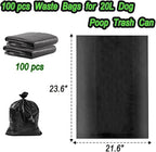 100 Count Dog Poop Bags Sized 23.6" x 21.6" for 20L Dog Poop Trash Can, Black