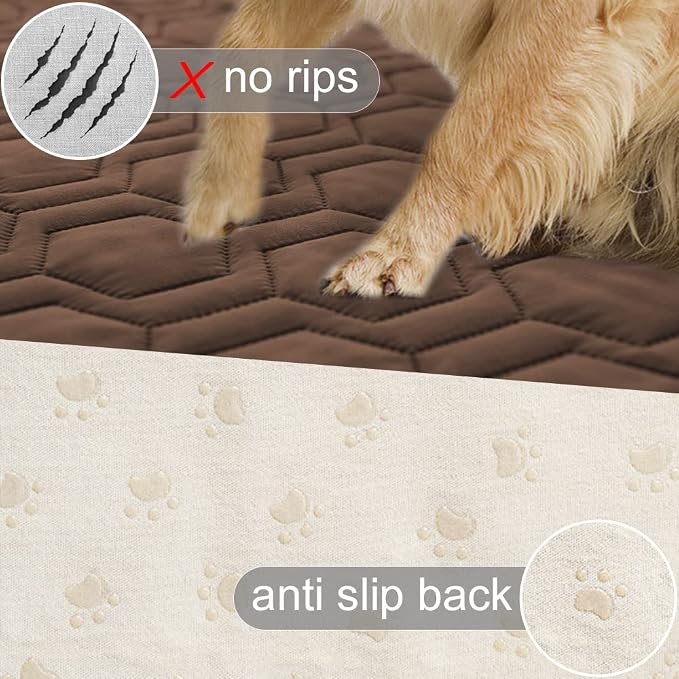 Tcksstex Waterproof and Anti-Slip Dog Bed Cover and Pet Blanket Sofa Pet Bed Mat ，car Incontinence Mattress Protectors Furniture Couch Cover for Most Cats Dogs, Pets（52x82-Chocolate）