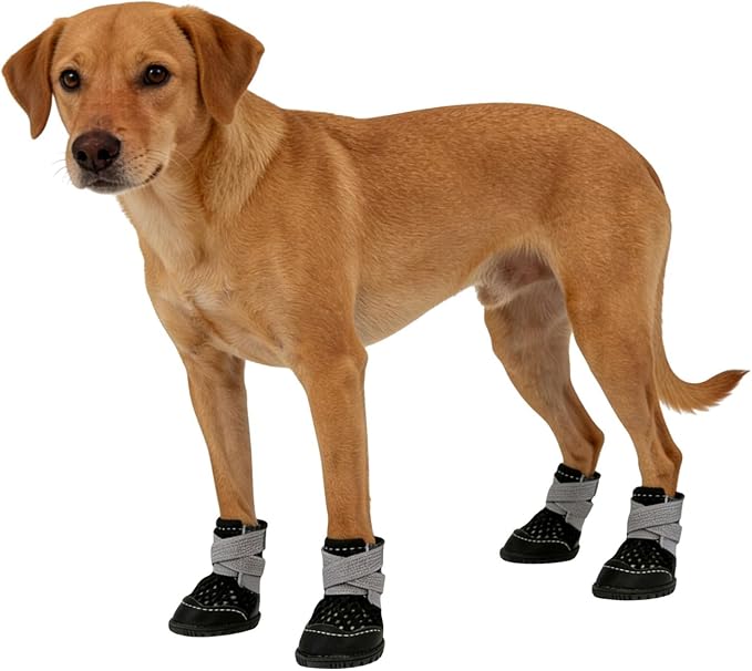 Anti Slip Dog Shoes Paw Protectors for Hardwood Floors,Breathable Puppy Boots with Adjustable Straps for Hot Pavement Beach_3#(Black)