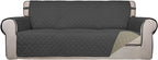 PureFit Reversible Quilted Sofa Cover Dog Couch Covers for Sofa, 66 in | Dark Gray/Beige, Water Resistant Couch Protector, Washable Pet Couch Cover with Non Slip and Elastic Straps For Kids