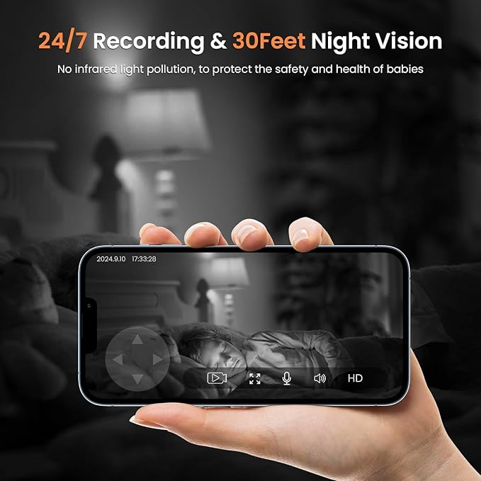 AMOROM Indoor Cameras, Alexa Camera for Baby/Elderly/Pet Monitoring | AI Smart Detection & Alarm, 2-way Talk, Night Vision, 2.4G WiFi App Control, Cloud & SD Card Storage, 2 Pack
