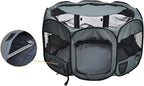 AmazonBasics Foldable Octagonal Indoor/Outdoor Portable Soft Pet Dog Playpen with Storage Pockets, Large (45 x 45 x 24 inches), Grey