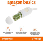 Amazon Basics Premium Leak Proof Dog Poop Bags with Dispenser and Leash Clip, Unscented, 13" x 9", 810 Count (54 Rolls of 15)