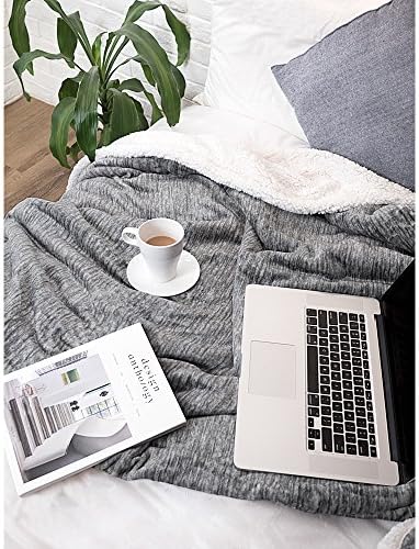 PAVILIA Sherpa Throw Blanket for Couch Sofa Bed, Melange Dark Gray, 50x60 - Image 7