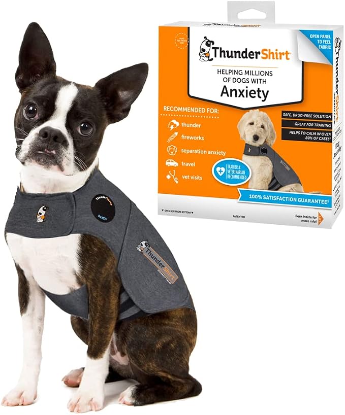 ThunderShirt for Dogs Calming Anxiety Vest, X Small, Heather Gray | Skin-Friendly Dog Anxiety Shirt, Helps Reduce Stress from Thunder, Fireworks & Travel