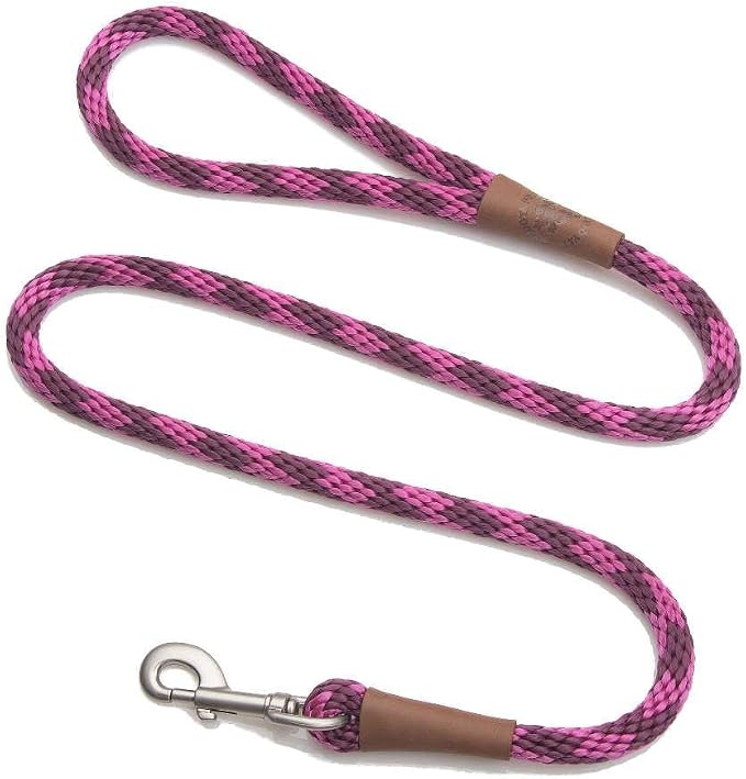 Mendota Pet Snap Leash - British-Style Braided Dog Lead, Made in The USA - Ruby, 3/8 in x 6 ft - for Small/Medium Breeds