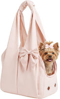 Fashion Dog Purse Carrier for Small Dogs and Cats, Soft-Sided Puppy Tote Bag Under 15 lbs, Lightweight Pet Carrier with 4 Pockets, Smart Zipper Lock, Pet Travel Bag for Travel Outdoor(Pink)