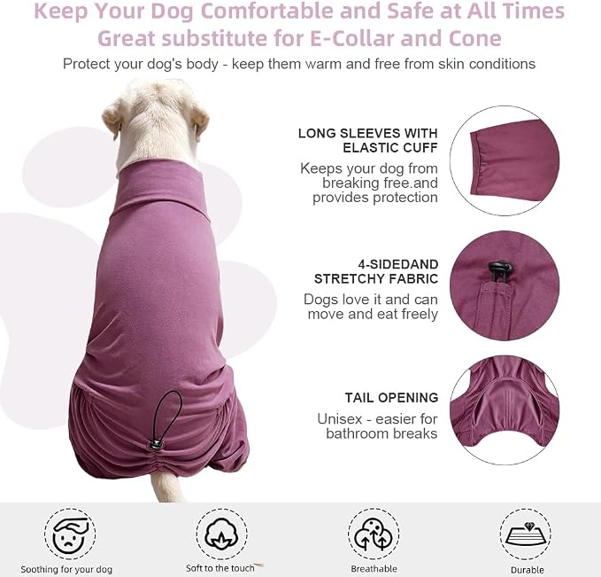 Dog Pyjamas PJS Sweater Clothes and Home Clothing Suitable for Large to Giant Breeds of Dogs, Dog Surgery Recovery Suit, Extra-Large Stretch Fabric, Four-Legged Clothes(Thickened Red, 6XL)