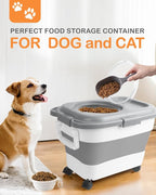 15-23 Lbs Dog Food Storage Container Airtight,Collapsible Pet Food Storage | Dog Food Container with Double Seal & Magnetic Lid,Cat Food Container with Wheels & Handle for Easy Moving,Small Jar,Scoop