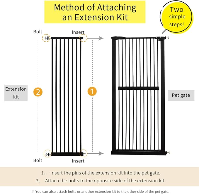 Lumizone 55.12" Extra Tall Pet Gate Extension Kit 16.73" Wide Black | Extra Tall Cat Gate for Dog Doorway Hallway Stairs Pressure Mounted 1.37" Gap No Drilling