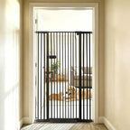 Lumizone Extra Tall Cat Gate 61.02" High 29.92"-42.51" Wide Pet Gate Black | Dog Gate for Doorway Hallway Stairs Pressure Mounted Extra Wide 1.37" Gap No Drilling Auto-Close One-Handed Operation