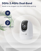 MUBVIEW Pet Camera with Phone App, Indoor Security Camera, 2.4/5GHz WiFi Cameras for Home Security, Wired Cameras for Dog/Elder/Baby, Motion Tracking, PT, 7X24, Two-Way Audio, 2K Night Vision (4 Pack) | Motion tracking, pan-tilt view, 24/7 monitoring, ...