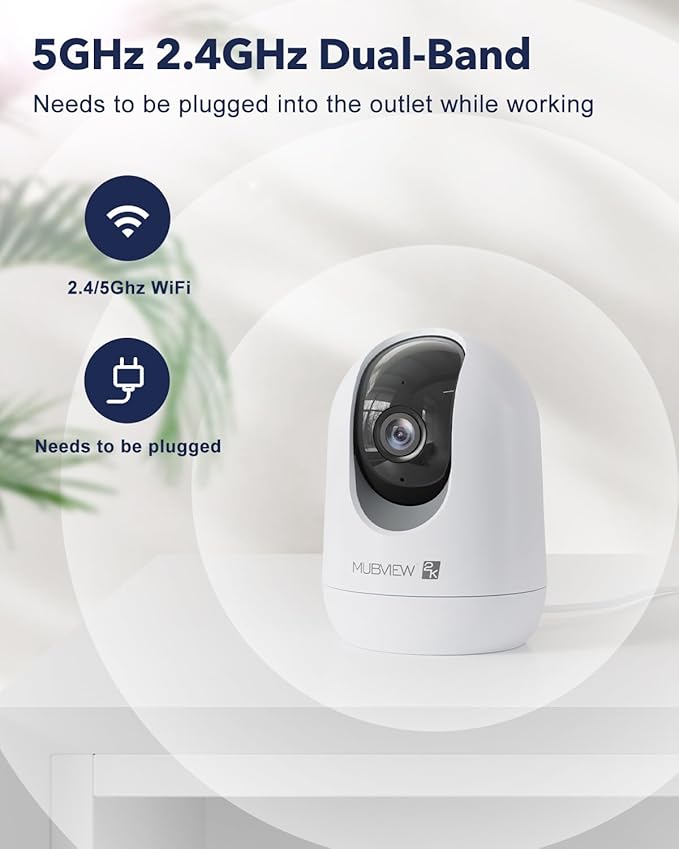 MUBVIEW Pet Camera with Phone App, Indoor Security Camera, 2.4/5GHz WiFi Cameras for Home Security, Wired Cameras for Dog/Elder/Baby, Motion Tracking, PT, 7X24, Two-Way Audio, 2K Night Vision (4 Pack) | Motion tracking, pan-tilt view, 24/7 monitoring, ...