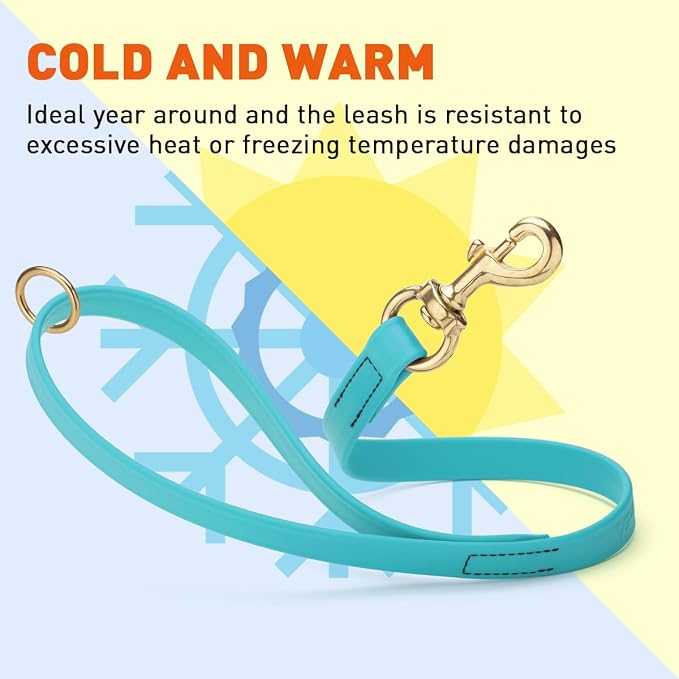Viper Biothane K9 Working Dog Leash Waterproof Lead for Tracking Training Schutzhund Odor-Proof Long Line with Solid Brass Snap for Puppy Medium and Large Dogs 20in, Sky Blue